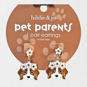Hildie & Jo "Pet Parents" Dog Earrings – Adorable Floral Pup Design, Nickel-Free